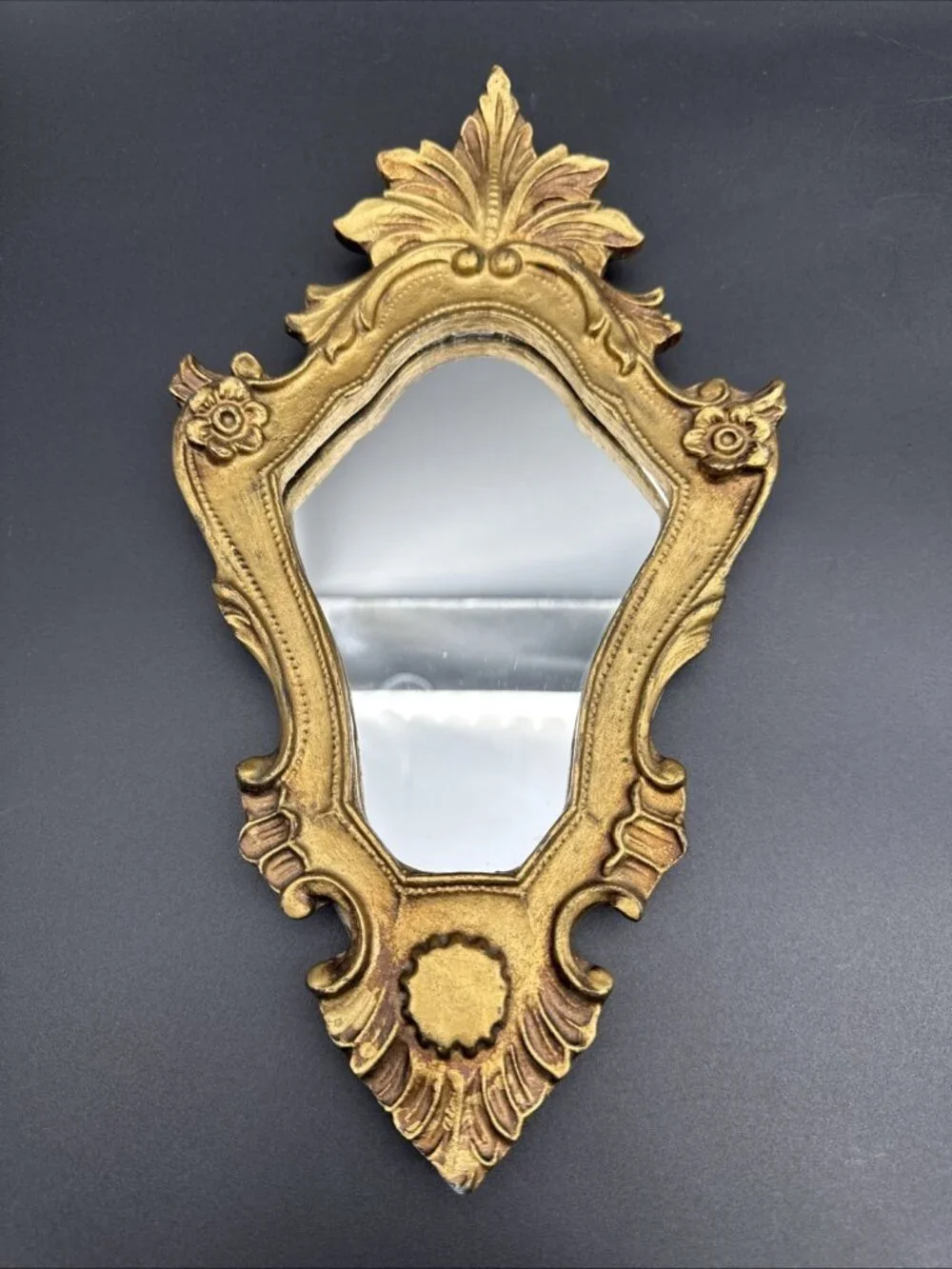 Baroque Style Oval Small Wall Mirror Ornate Gold Gilt Frame Gallery Accent